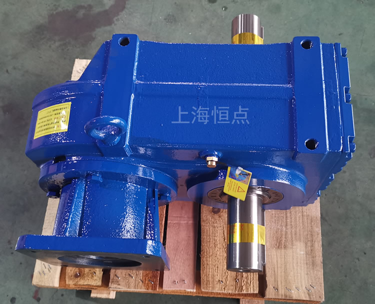 F77減速機 輸出雙軸A+B 輸入配伺服方法蘭端蓋 藍色實物照片 - 上海恒點