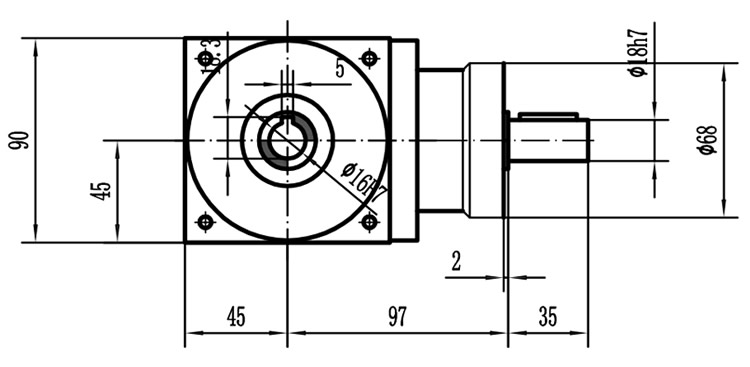 HDA09系列換向器：HDA09-2：1-E外形安裝尺寸圖2